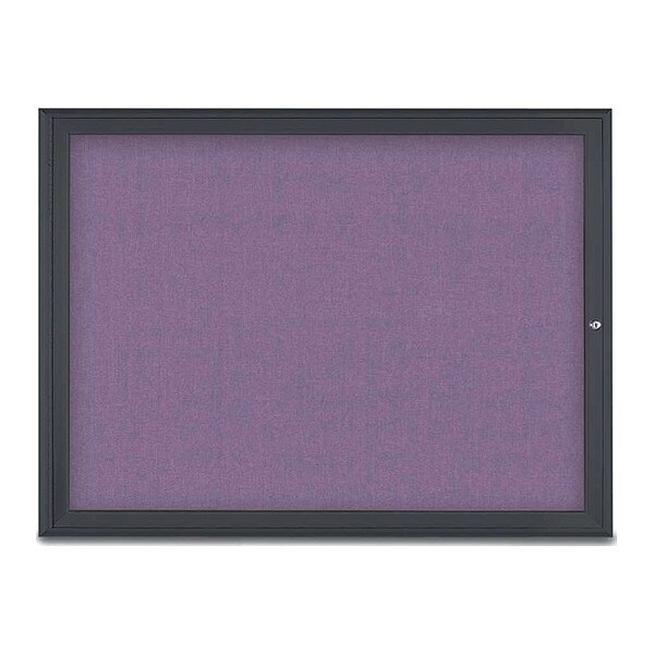 Corkboard, Single Door, Radius Frame, 48x36", Black/Amethyst