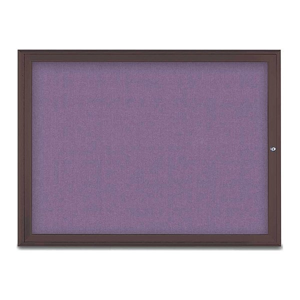 Corkboard, Single Door, Radius Frame, 48x36", Bronze/Amethyst