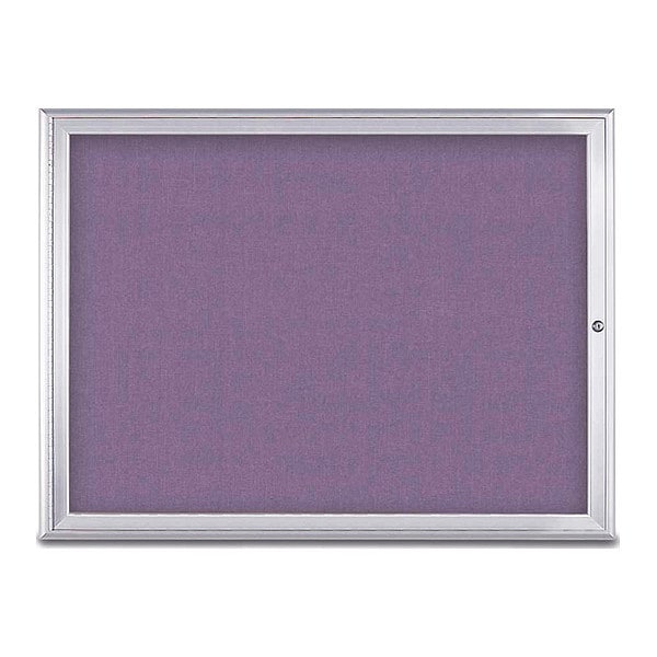 Corkboard, Single Door, Radius Frame, 48x36", Satin/Amethyst