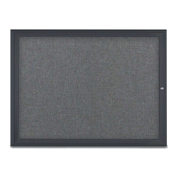 Corkboard, Single Door, Radius Frame, 48x36", Black/Medium Gray