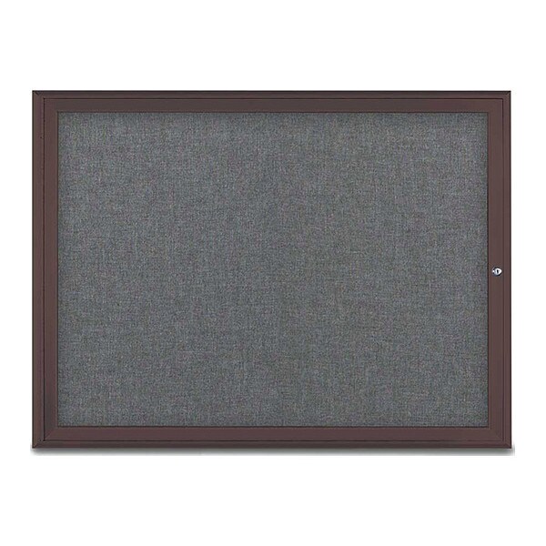 Corkboard, Single Door, Radius Frame, 48x36", Bronze/Medium Gray