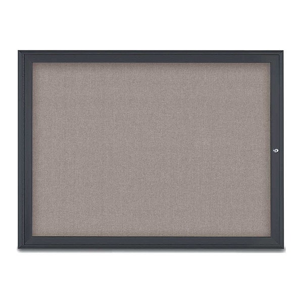 Corkboard, Single Door, Radius Frame, 48x36", Black/Pearl