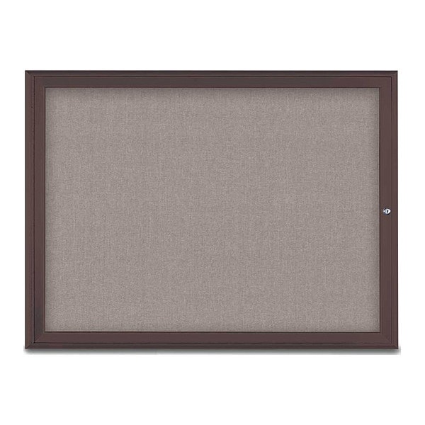 Corkboard, Single Door, Radius Frame, 48x36", Bronze/Pearl