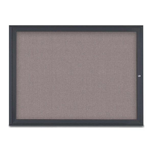 Corkboard, Single Door, Radius Frame, 48x36", Black/Surf