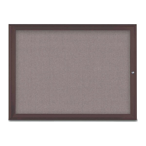 Corkboard, Single Door, Radius Frame, 48x36", Bronze/Surf