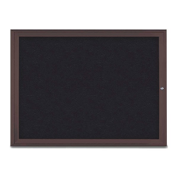 Corkboard, Single Door, Radius Frame, 48x36", Bronze/Black Rubber