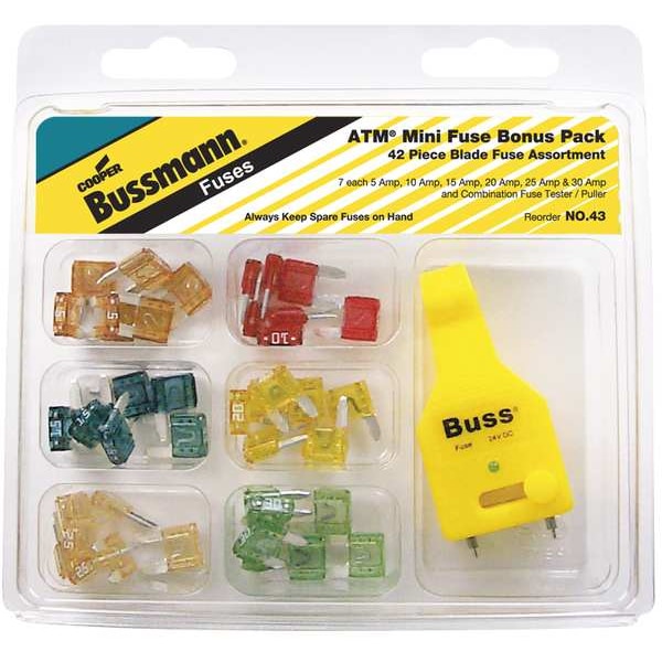 Automotive Fuse Kit, ATM Series, 42 Fuses Included, K Class, 5 to 30A, Not Rated