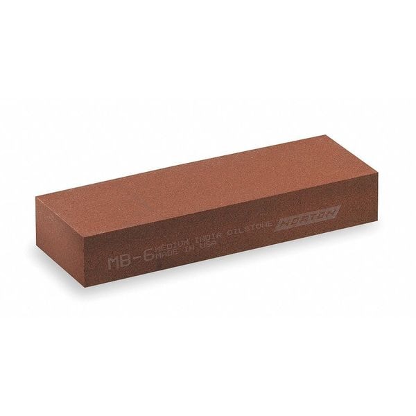 Single Grit Benchstone, 6 in W, 2 in L, 1 in H, Aluminum Oxide, Brown, Orange