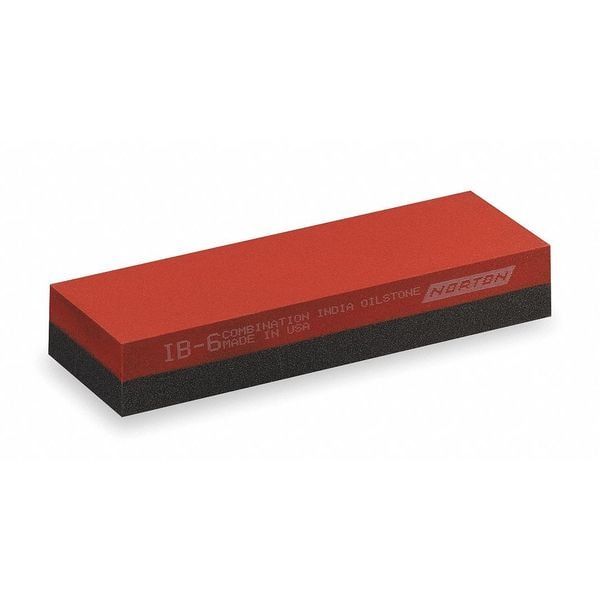 Combination Grit Benchstone, 6 in W, 2 in L, 1 in H, Aluminum Oxide, Gray, Orange