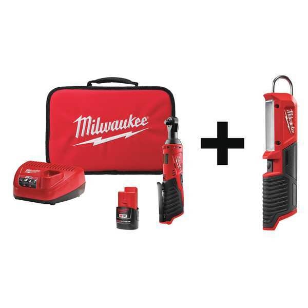 M12 Cordless 3/8" Lithium-Ion Ratchet Kit + M12 Stick Light