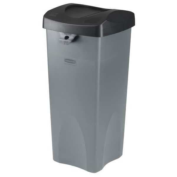 35 gal. Stainless Steel Square Trash Can, Gray