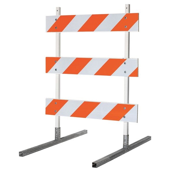 Barricade, Plastic, 64 in Height, 48 in Length, 43 lb, Orange/White