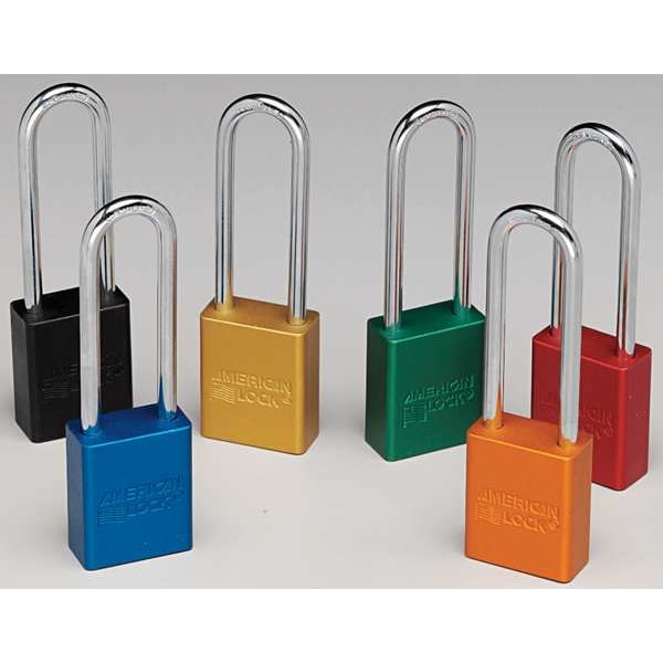 Keyed Padlock, Extended, Rectangular Aluminum Body, Hardened Steel Shackle, 3/4 in W