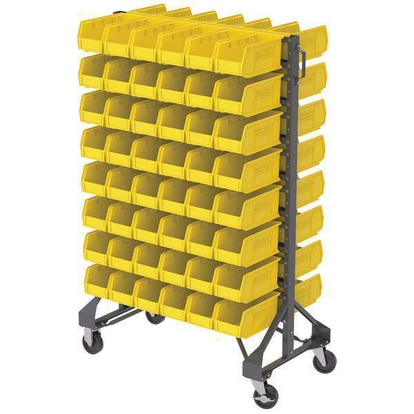Steel Bin Rail Floor Rack, 20 in D x 57 in H x 36 in W, Gray/Yellow
