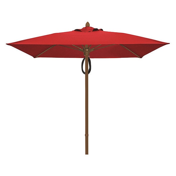 Mrkt Umbrella 4Rib Plly Pin Cb, Red, 7.5Ft