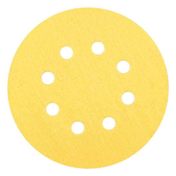 Hook-and-Loop Sanding Disc, 5 in Dia, 8 Hole, Aluminum Oxide, P80 Grit, Coated Type, A296