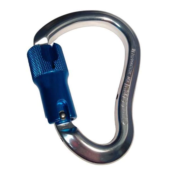 Carabiner, Twist Lock, Pear, 3/4 in Gate Opening, Aluminum, Silver