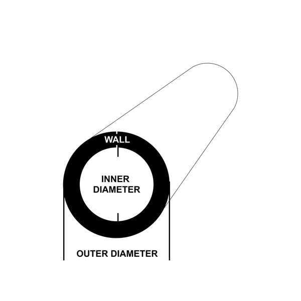 Stainless Round Tube, 48 in Overall L