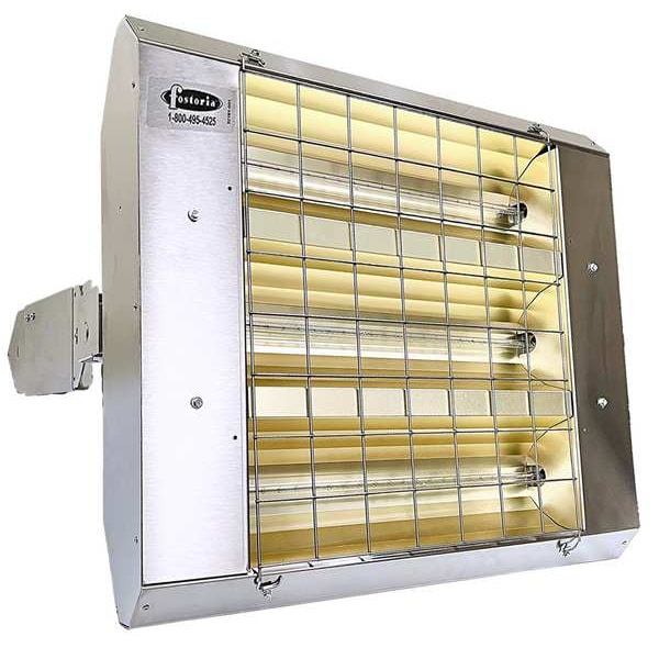 Infrared Quartz Electric Heater, 1, 3 Phase, Stainless Steel, 208V AC