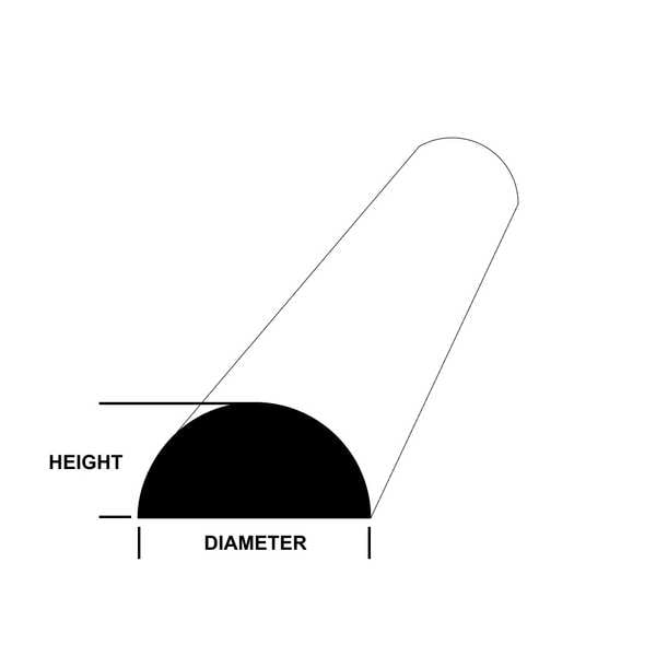 Half Round Bar, SS, 12 in Overall L