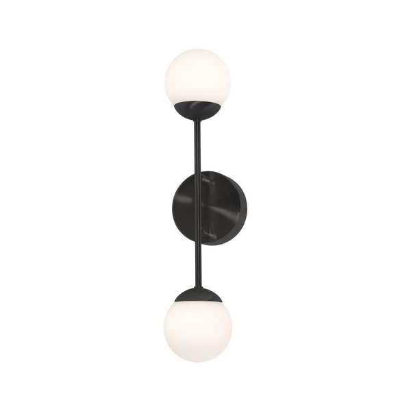 Pearl2LightLEDSconce, Black, Metal, 4inL