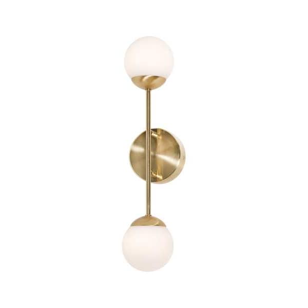 Pearl2LightLEDSconce, Gold, Metal, 4inL