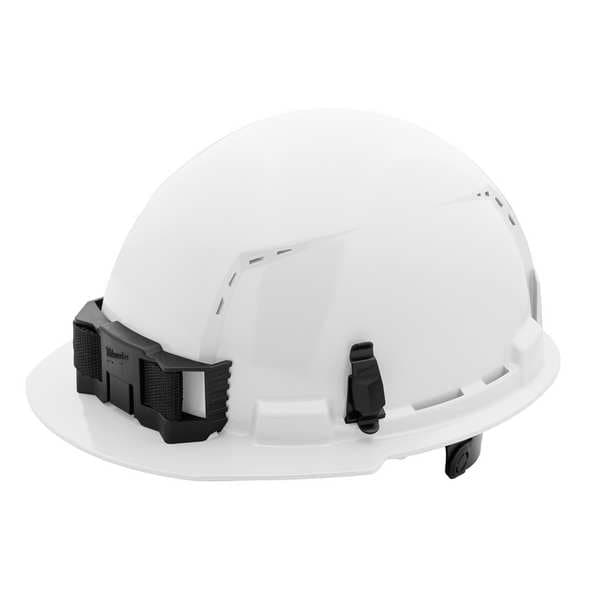 BOLT White Front Brim Vented Hard Hat w/6pt Ratcheting Suspension - Type 1, Class C