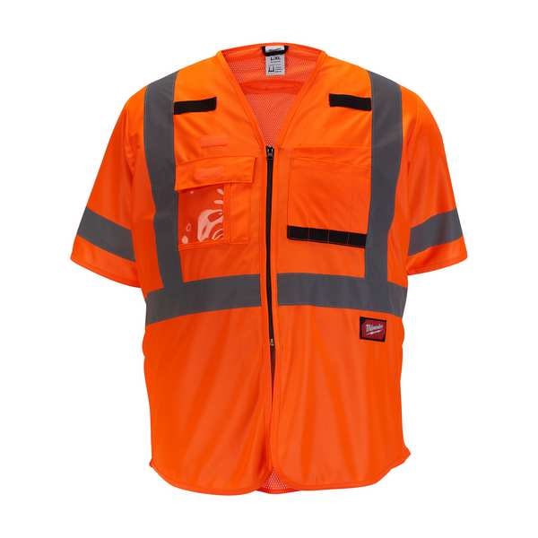 Class 3 High Visibility Orange Safety Vest - 2X-Large/3X-Large