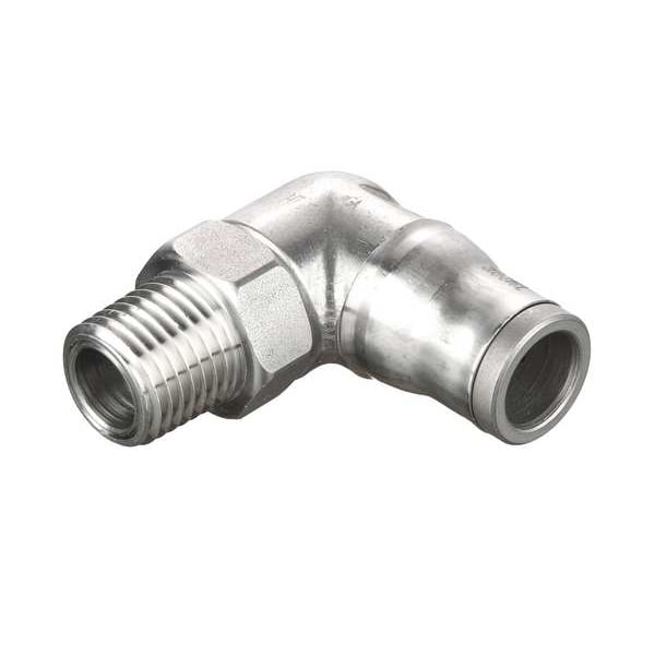 Metric Stainless Steel Push-to-Connect Fitting, Stainless Steel, Silver