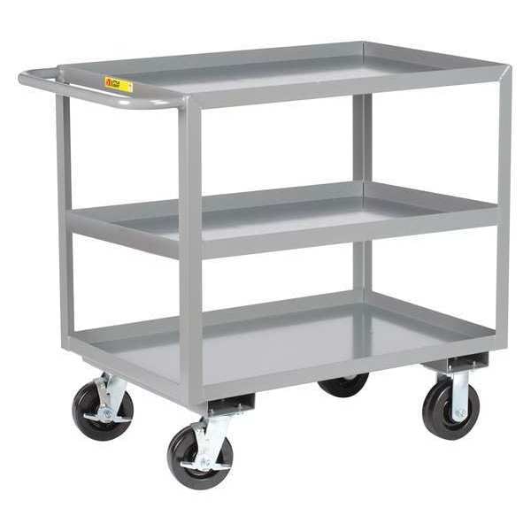 Flat Handle Utility Cart, Steel, 3,600 lb Load Capacity, 3 Shelves, 41 1/2 in L, 24 in W, 36" H