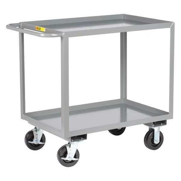 Flat Handle Utility Cart, Steel, 3600 lb Load Capacity, 2 Shelves, 53 1/2 in L, 24 in W, 36" H