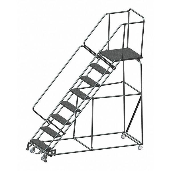 113" H Steel Slope Lockstep Rolling Ladder, 8 Steps, 450 lb. Load Capacity