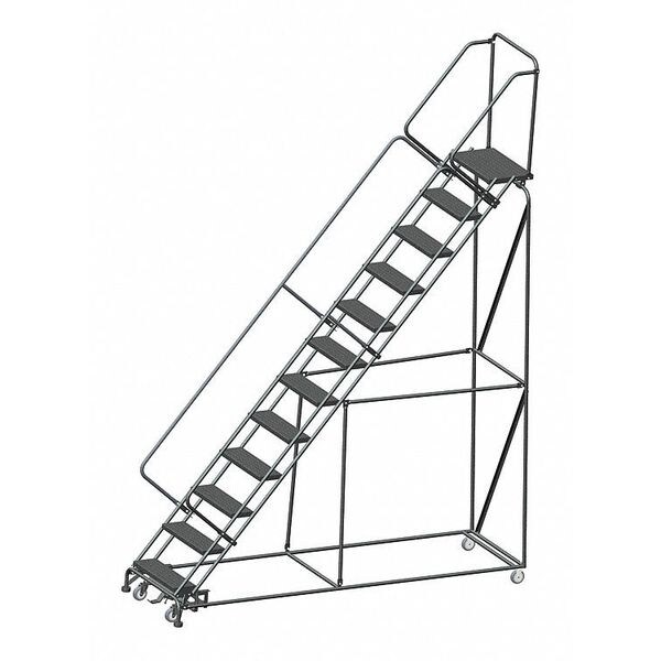 153" H Steel Slope Lockstep Rolling Ladder, 12 Steps, 450 lb. Load Capacity