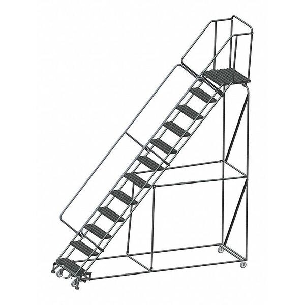 153" H Steel Slope Lockstep Rolling Ladder, 12 Steps, 450 lb. Load Capacity