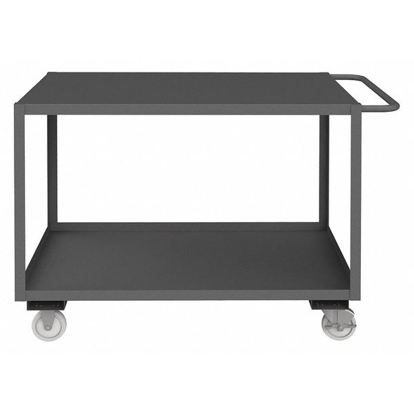 Utility Cart with Lipped & Flush Metal Shelves, Steel, 1,200 lb Load Capacity, 2 Shelves
