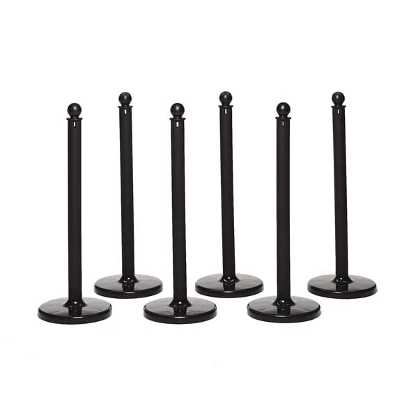 2.5" Diameter Plastic Stanchion - Black, 40" Height, 6 pk