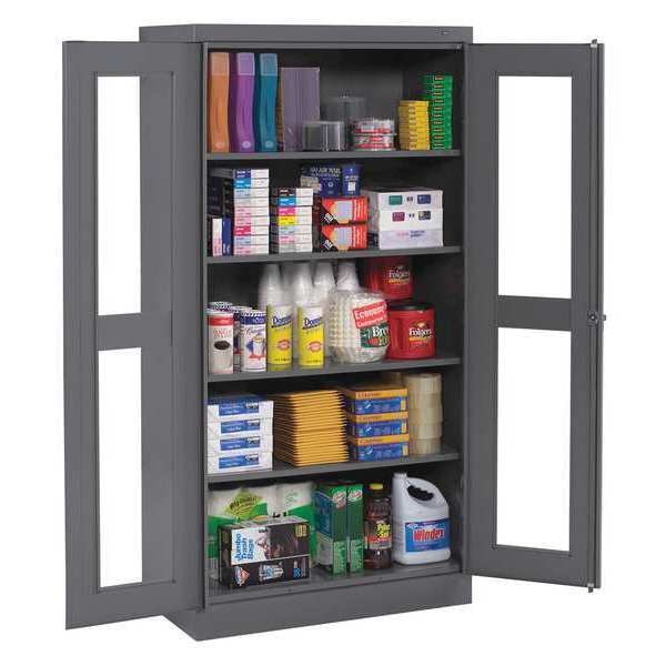 Shelving Storage Cabinet, 72 in H, 36 in W, Medium Gray, 0 Drawers
