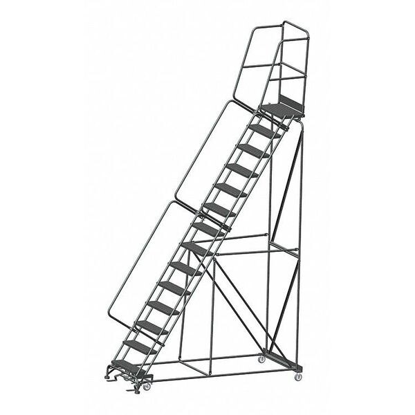 185" H Steel Safety Rolling Ladder, 14 Steps, 450 lb. Load Capacity