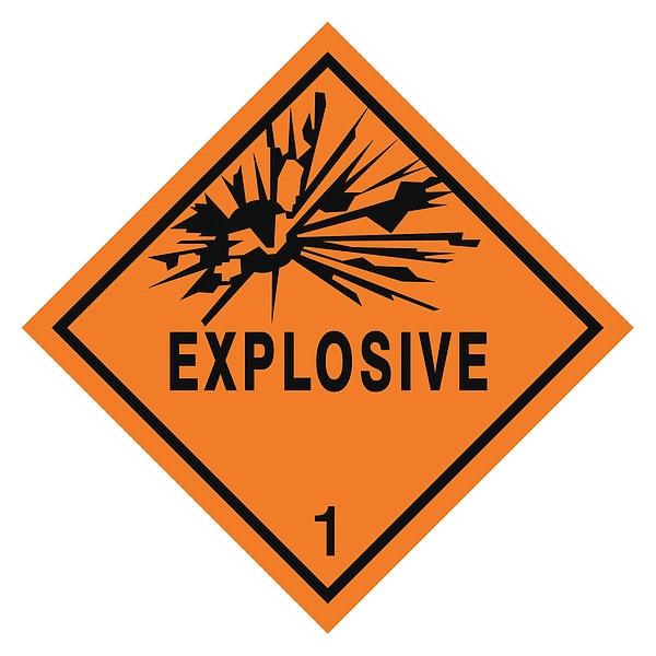 4" x 4", DOT Label, Explosive Legend, Black on Orange, HMSL-0102-V250