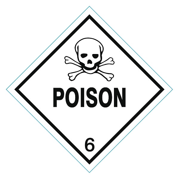 DOT Label, 4 In. H, 4 In. W, Poison, PK250