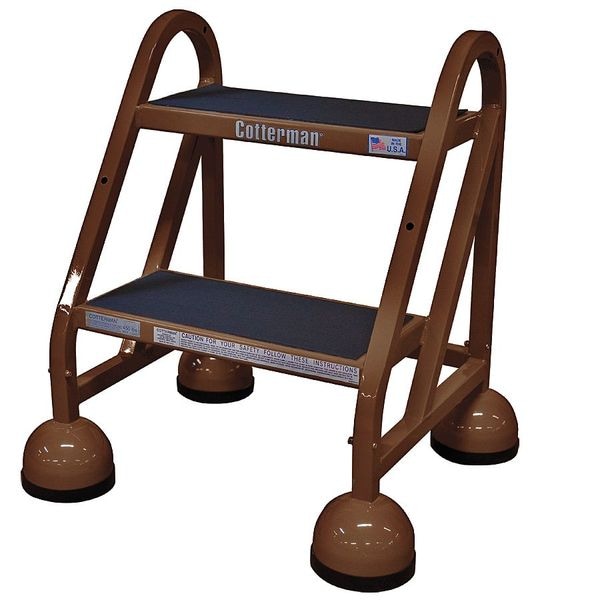 Rolling Step, 2 Steps, 22 in Overall Height, Steel, Brown