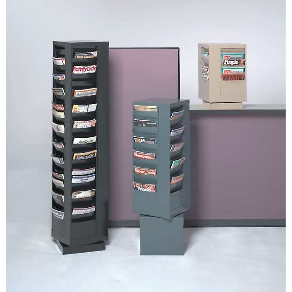 Magazine Display 44 Compartments, 14-1/8"W x 14-1/8"D Gray