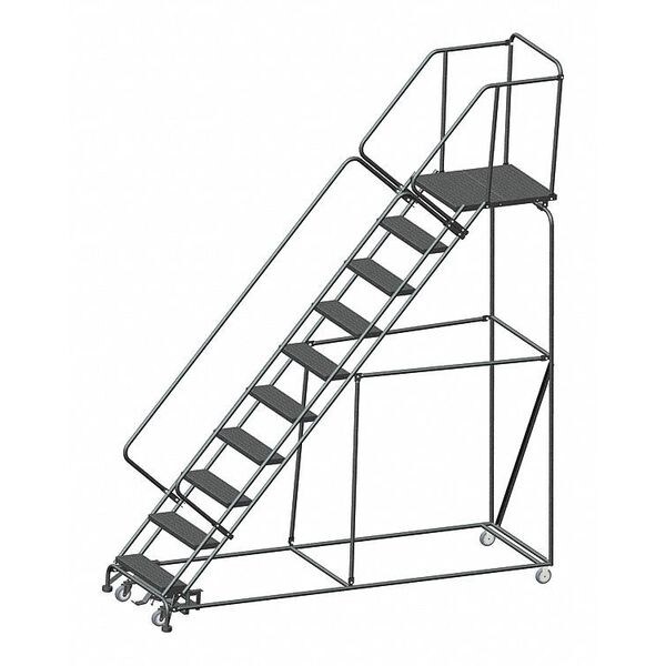 133" H Steel Slope Lockstep Rolling Ladder, 10 Steps, 450 lb. Load Capacity
