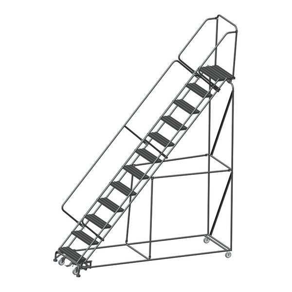 153" H Steel Slope Lockstep Rolling Ladder, 12 Steps, 450 lb. Load Capacity