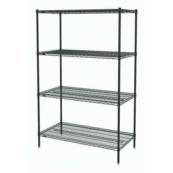 Wire Shelving Unit, 24"D x 48"W x 62-9/16"H, 4 Shelves, Smoked Glass