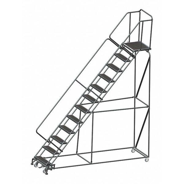 153" H Steel Slope Lockstep Rolling Ladder, 12 Steps, 450 lb. Load Capacity