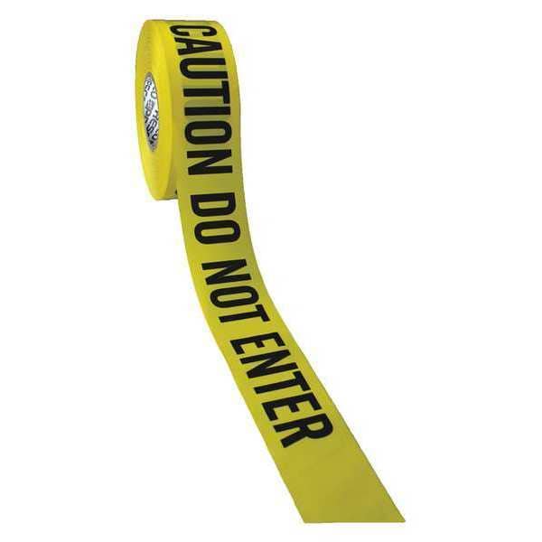 Barricade Tape w/Reel, Restricted Area Authorized Personnel Only, Yellow, 3 in Wide x Polyethylene