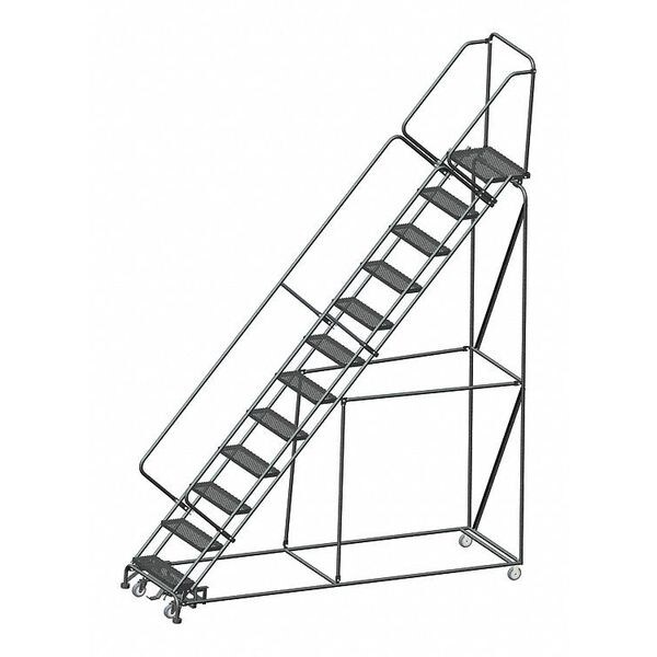 153" H Steel Slope Lockstep Rolling Ladder, 12 Steps, 450 lb. Load Capacity
