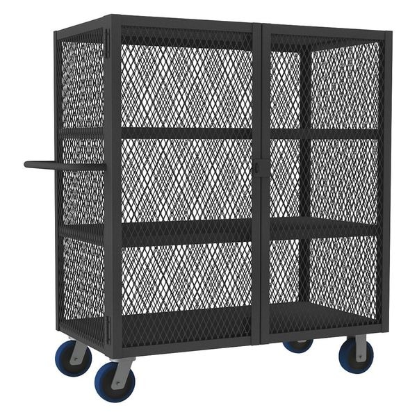 Dual-Latch Welded Mesh Security Cart with Fixed Shelves, 2,000 lb Capacity, 26 in W x 54 1/2 in L x
