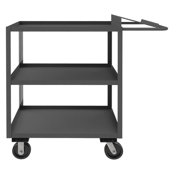 Order-Picking Utility Cart with Lipped Metal Shelves, Steel, 3,000 lb Load Capacity, 3 Shelves